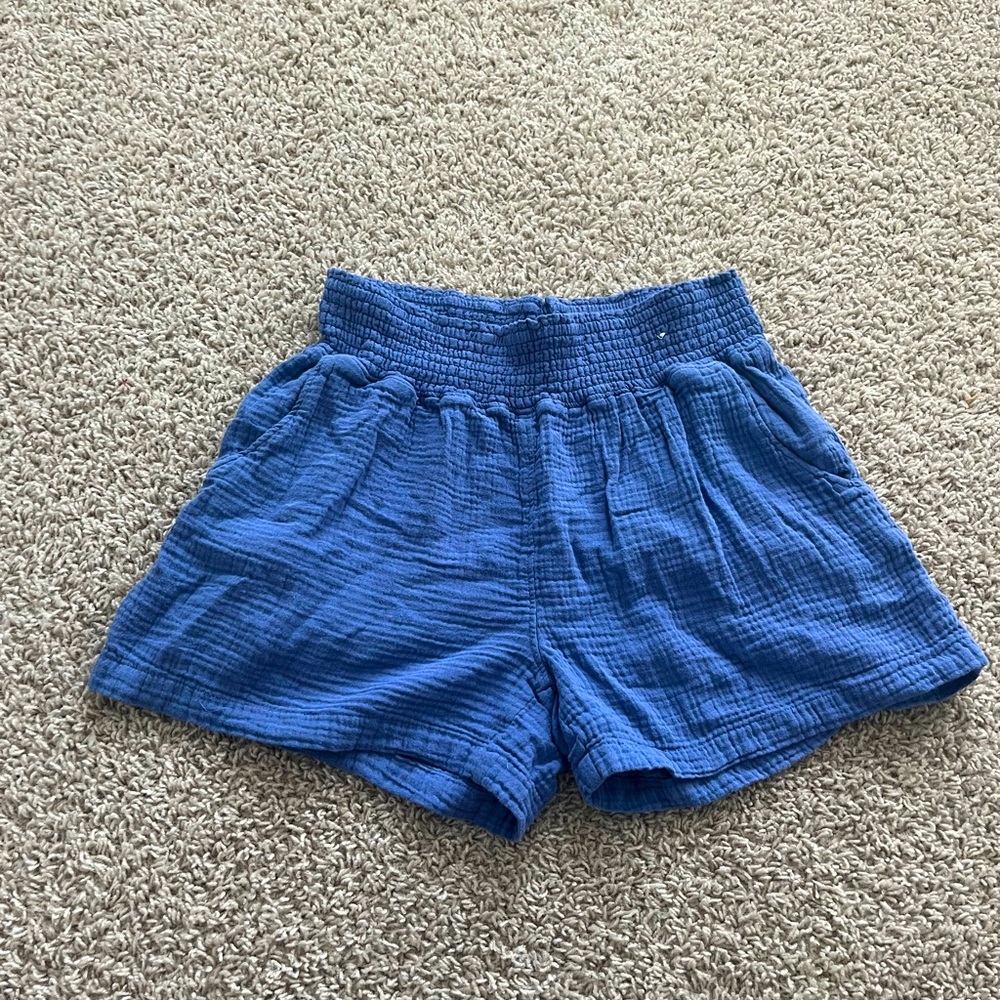 linen purple shorts